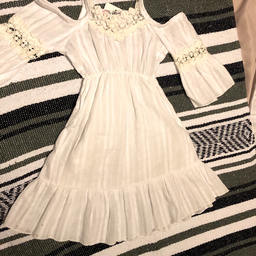 Girls boho dress, beach White natural cotton